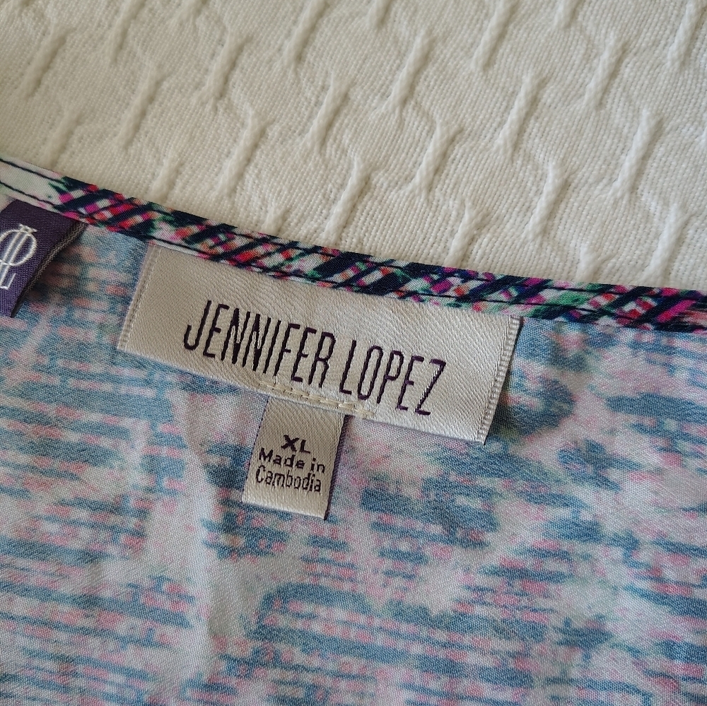 Jennifer Lopez Bell Sleeve Romper Dressy  Blue And Purple Size XL - Picture 9 of 11